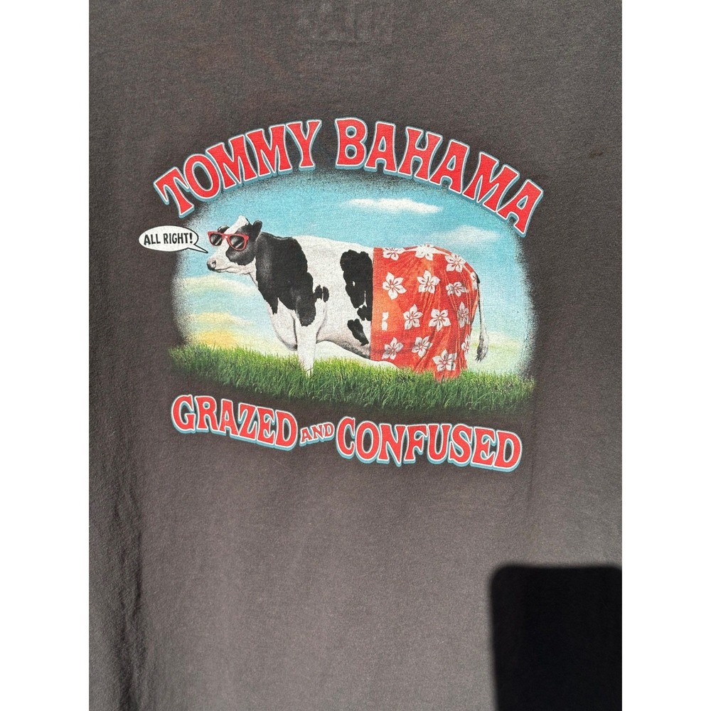 Tommy Bahama Mens Relax T Shirt Graphic Cow Print XL TG Gray Cotton UPF 50‎